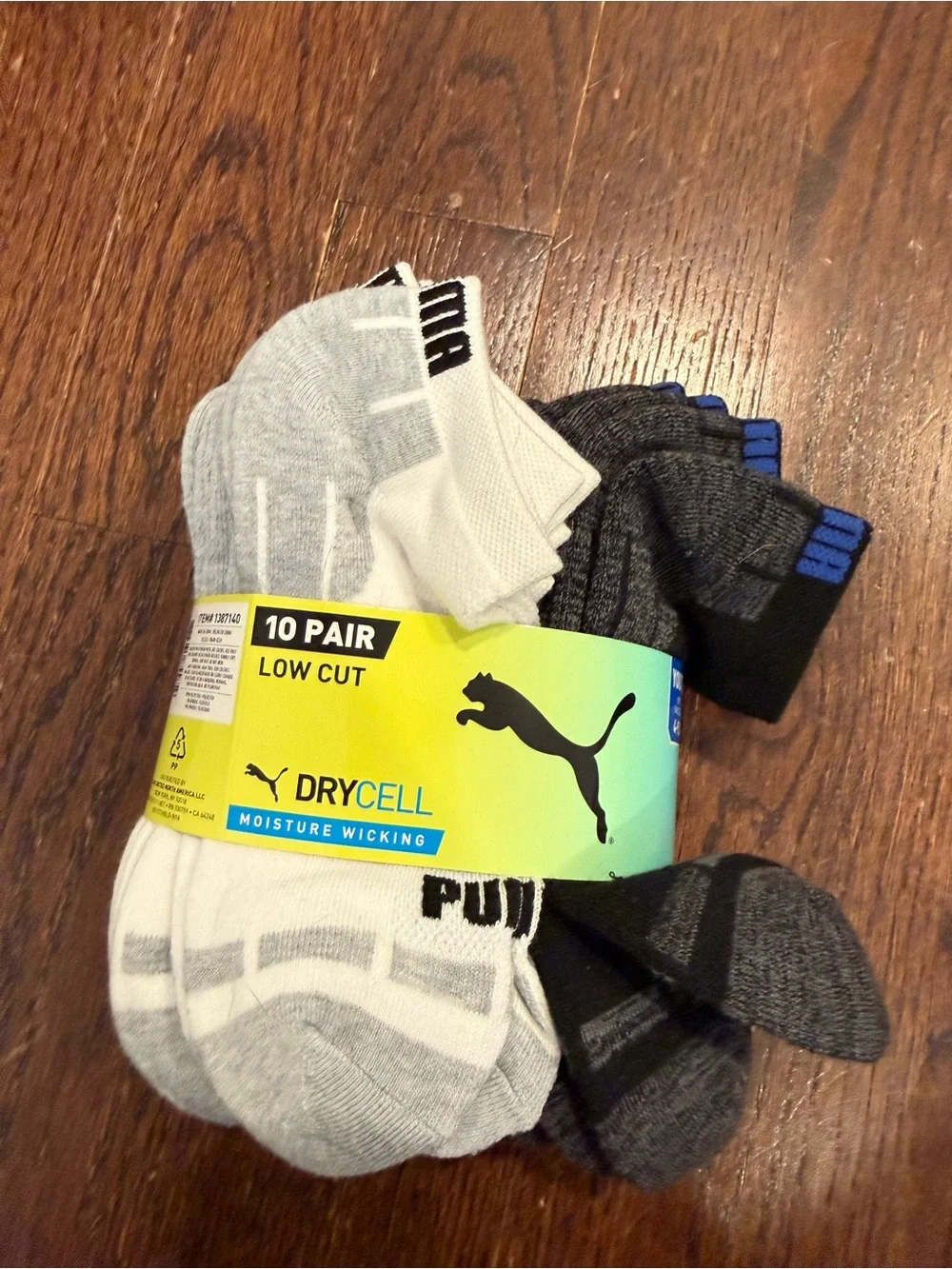 Puma Youth Low Cut Socks - Gray, White, Black Accents (10-Pack)
